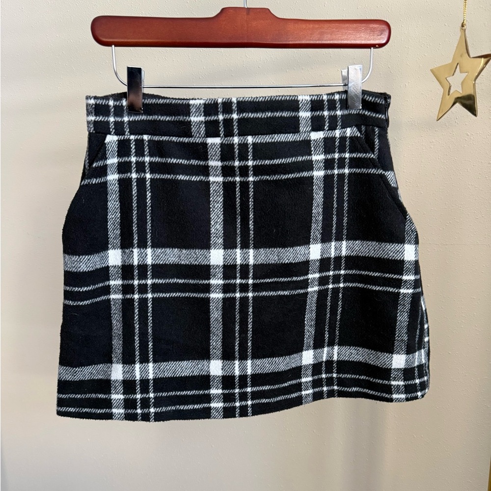 Forever 21 Black White Plaid Mini Skirt M Preppy Y2K Check